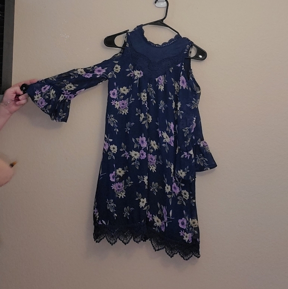 🌟 3 for $15 Deal! 🌟Beautees blue purple flower dress with lace 14 - Picture 1 of 5